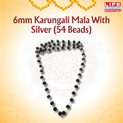 6mm Karungali Mala With Silver (54 Beads)